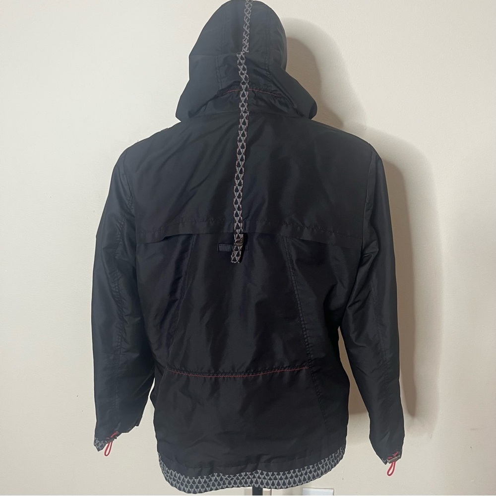 MYUNG SHIN Men’s Black Gray Red Contrast Stitched Hooded Toggle Nylon‎ Jacket XL - Picture 6 of 16